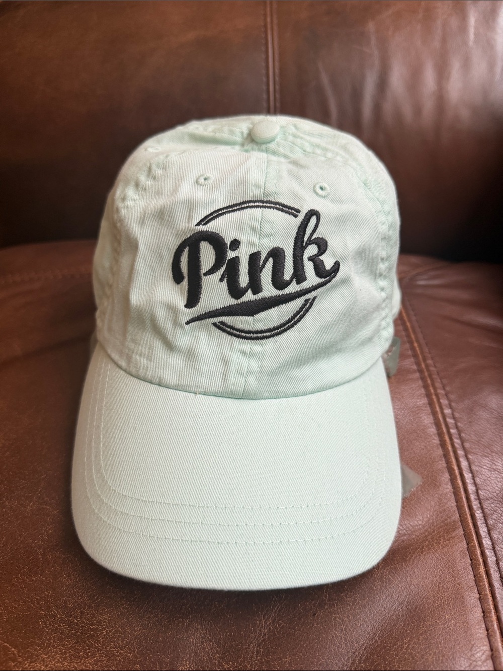 PINK Victoria's Secret Mint Baseball Cap with Black Logo